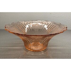 Vintage 1930s Anchor Hocking Mayfair Open Rose Pink Depression Glass Bowl